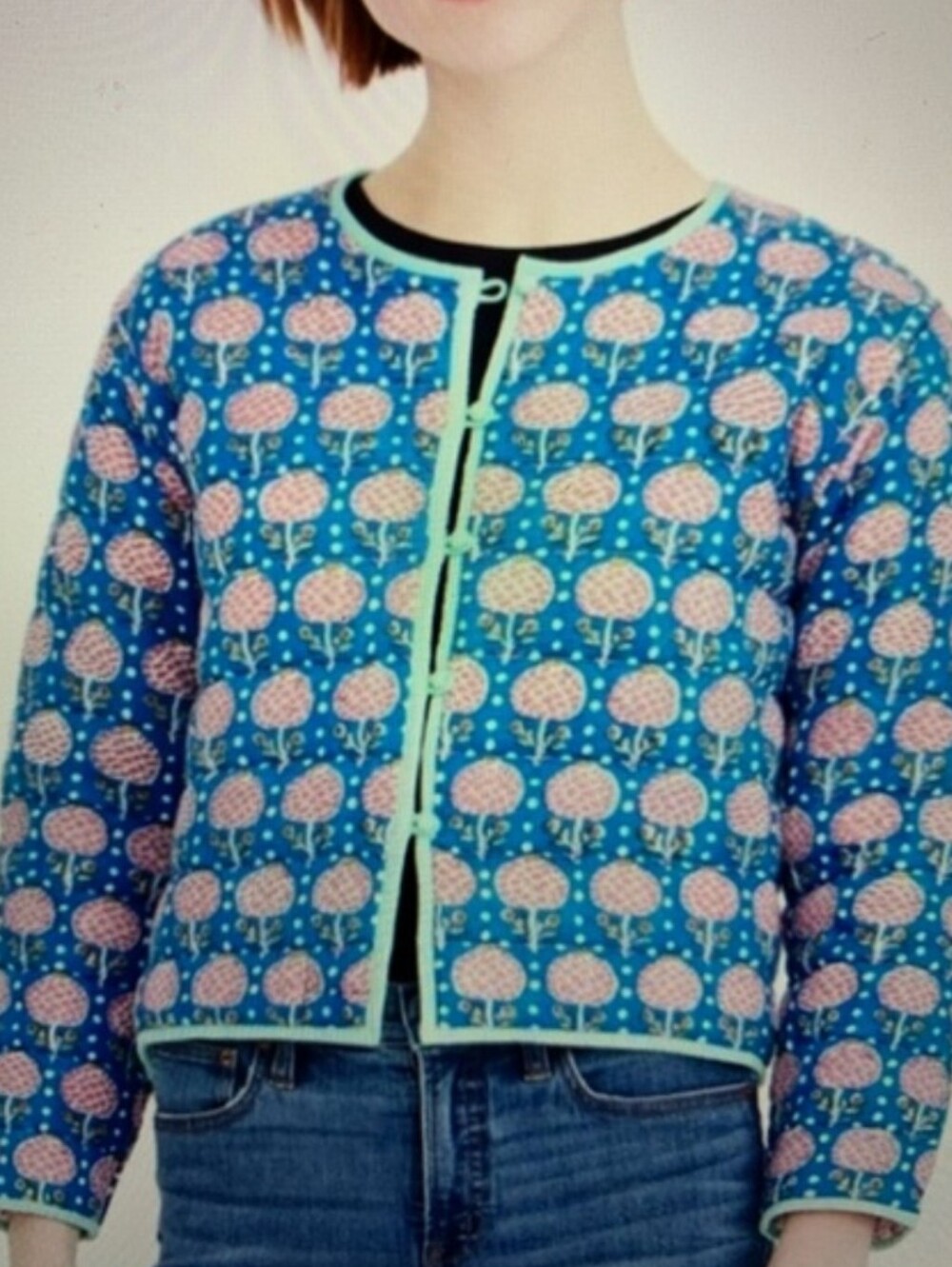 J Crew X SZ Blockprints Reversible Quilted Batik Floral Leaf Print